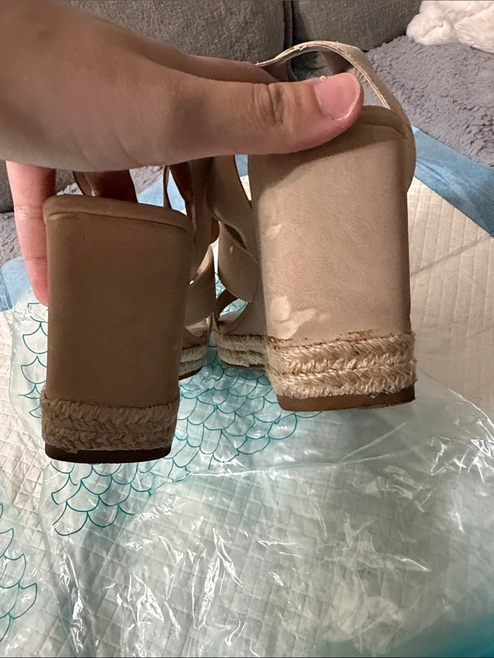 Caslon Beige Elastic Strap Wedge Sandals